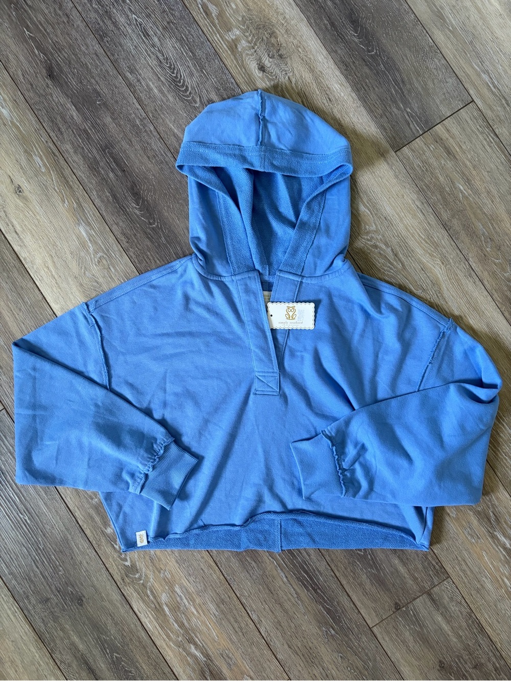 Simply Southern Cropped V-Neck Pullover Hoodie Size Small NWT